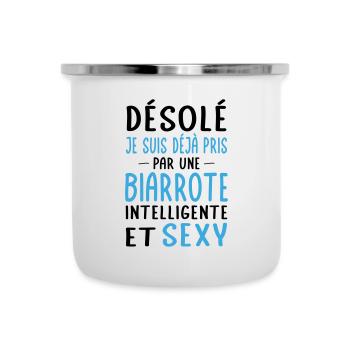 Désolé déjà pris par une Biarrote sexy - Tasse émaillée - blanc - Devant
