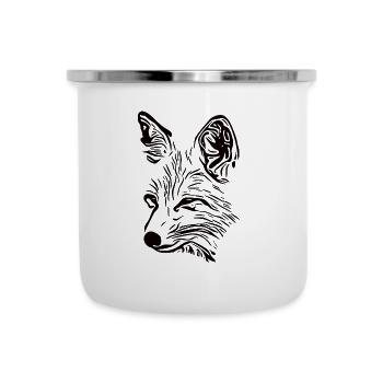 Dessin de portrait de renard - Tasse émaillée - blanc - Devant