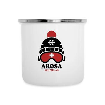 Skigebiet Arosa Schweiz Alpen - Emaille-Tasse - Weiß - Vorne