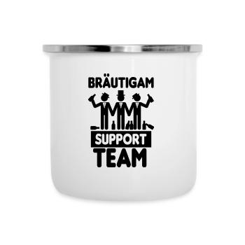 Bräutigam Support Team JGA Polterabend - Emaille-Tasse - Weiß - Vorne