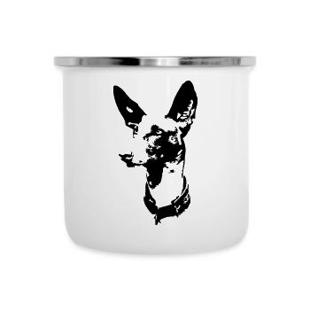 Podenco Kopf - Emaille-Tasse - Weiß - Vorne