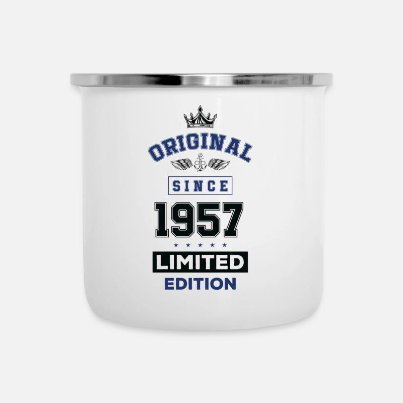 1957 limited edition Geburtstag - Emaille-Tasse - Weiß