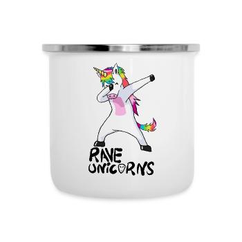 Logo Rave Unicorns Black Text - Emaille-Tasse - Weiß - Vorne