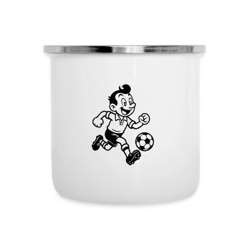 Fussballer Comic Fussballspieler - Emaille-Tasse - Weiß - Vorne