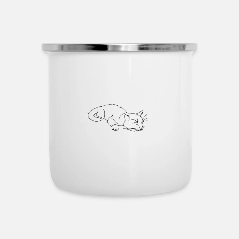Sleeping Cat Sketch - Camper Mug - white