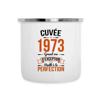 Anniversaire 50 ans - Cuvée 1973 - Cadeau Humour - Tasse émaillée - blanc - Devant
