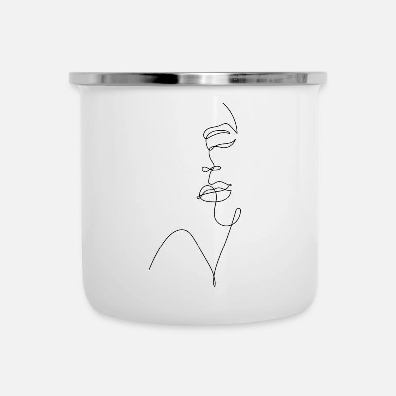 Lineart Visage de dame - Tasse émaillée - blanc