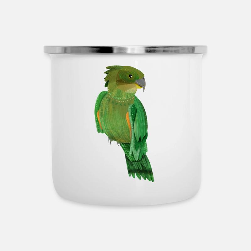 Kea Bemalter neuseeländischer Vogel - Emaille-Tasse - Weiß
