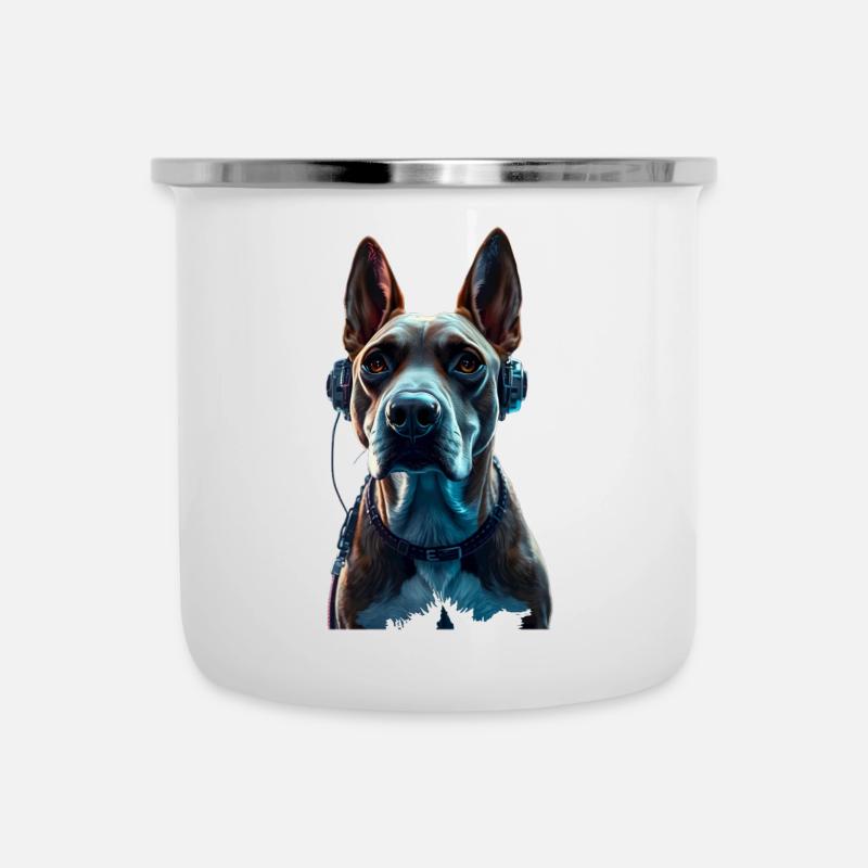 Doggo DJ - Tasse émaillée - blanc