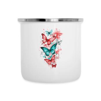 Papillon Coloré Coloré Beau Art Nature - Tasse émaillée - blanc - Devant