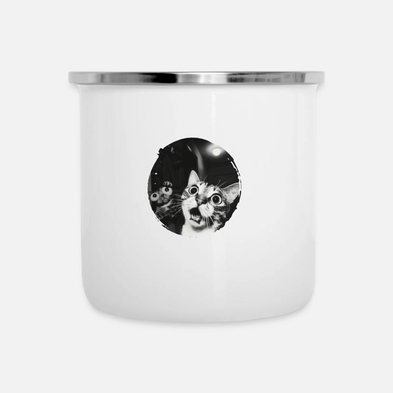Double Surprised Cats In Vintage Black - Camper Mug - white