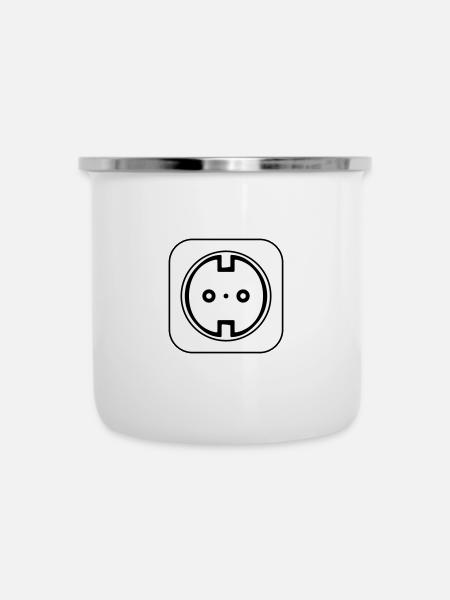 Steckdose Symbol Elektriker - Emaille-Tasse - Weiß