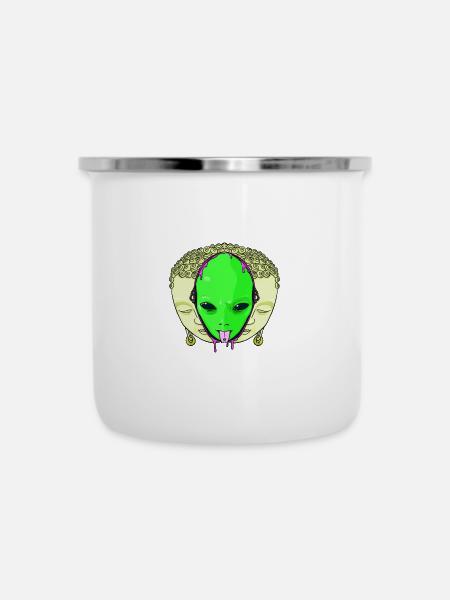 Psy4Aliens Mann - Emaille-Tasse - Weiß