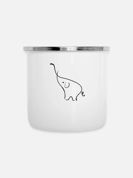 Elefant - Emaille-Tasse - Weiß