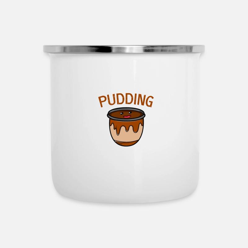 Pudding Lustige Person Geschenk - Emaille-Tasse - Weiß