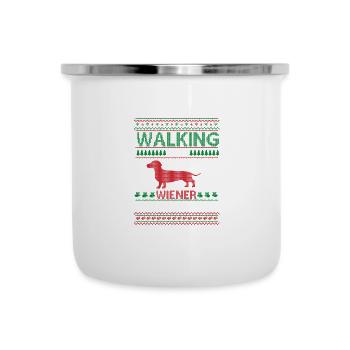 Marcher dans un Weiner Wonderland Joyeux Noël - Tasse émaillée - blanc - Devant