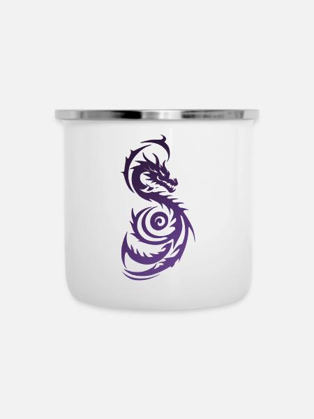 Violetter Tribal Fantasy Drache - Emaille-Tasse - Weiß