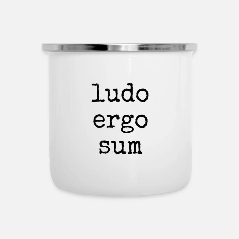 ludo ergo sum - ich spiele also bin ich - Spruch - Emaille-Tasse - Weiß