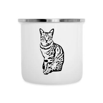 Katze Kätzchen Tigerkatze Katzenshirt Geschenk - Emaille-Tasse - Weiß - Vorne