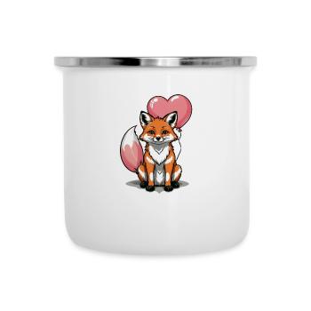 Fuchs Fox Herzchen Herz Süß Geschenk für Frauen - Emaille-Tasse - Weiß - Vorne