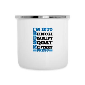 Je suis dans BDSM banc squat soulevé de terre presse militaire10 - Tasse émaillée - blanc - Devant