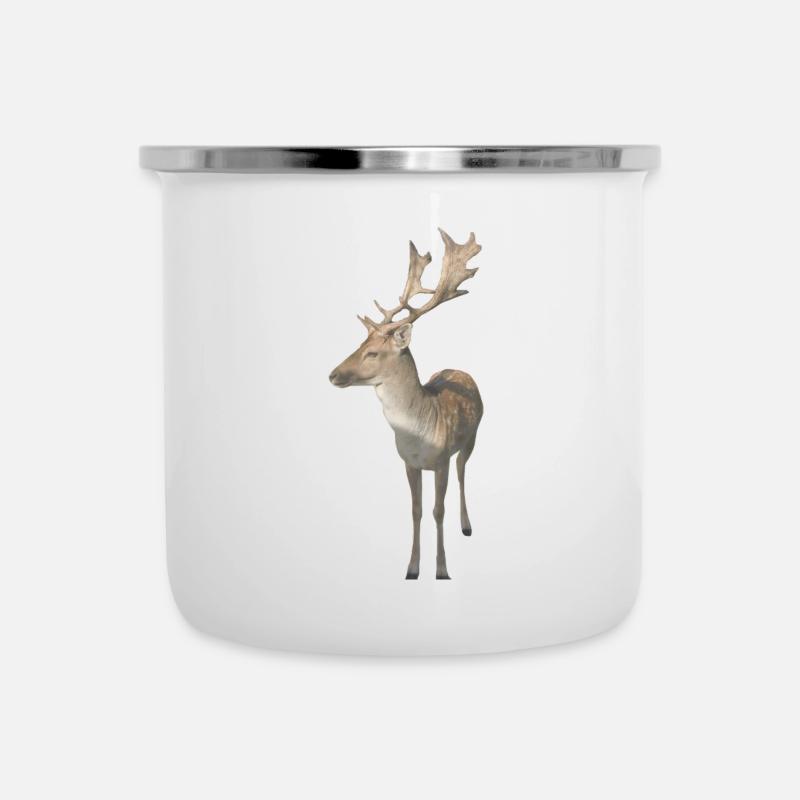 Hirsch - Emaille-Tasse - Weiß