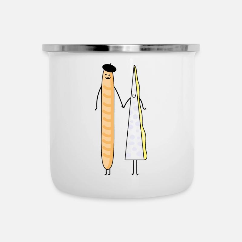 Baguette et brie - Tasse émaillée - blanc