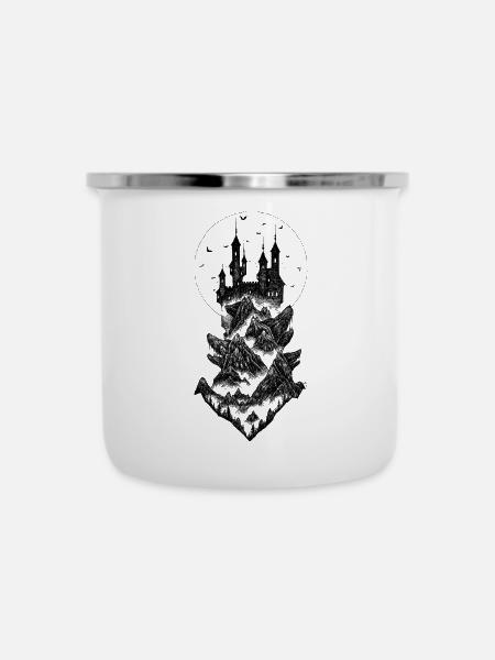 Schloss Dracula - schwarz - Emaille-Tasse - Weiß