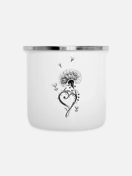 Löwenzahn Pusteblume mit Herz - Emaille-Tasse - Weiß