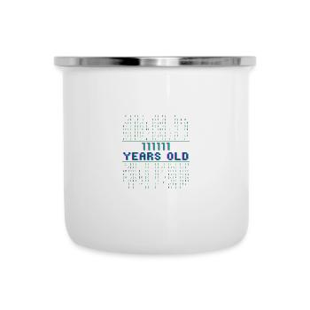 63. Geburtstag 63 Jahre alt Binärcode Coder - Emaille-Tasse - Weiß - Vorne