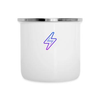 Blauer Blitz - Emaille-Tasse - Weiß - Vorne