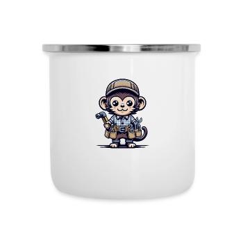 Artisan singe mignon - Tasse émaillée - blanc - Devant