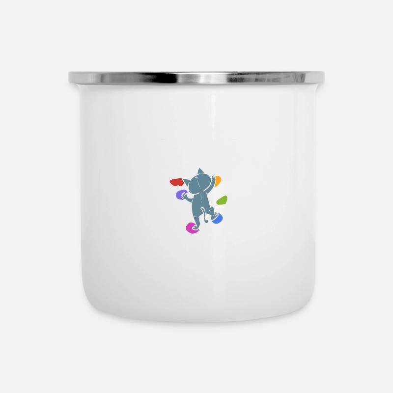 Klettern & Katzen Katzenmama Geschenk - Emaille-Tasse - Weiß