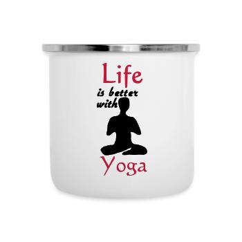 Yoga Life Leben Spruch Sport Fitness Geschenk - Emaille-Tasse - Weiß - Vorne