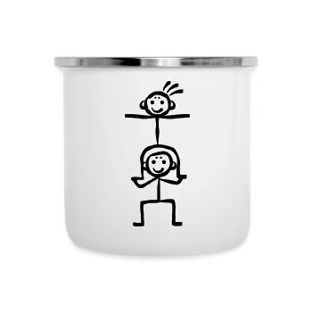 Vater und Sohn Freunde Akrobatik Kunststück - Emaille-Tasse - Weiß - Vorne