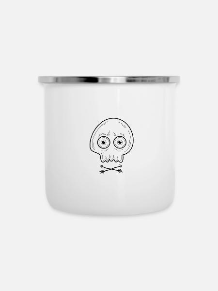 Totenkopf - Emaille-Tasse - Weiß
