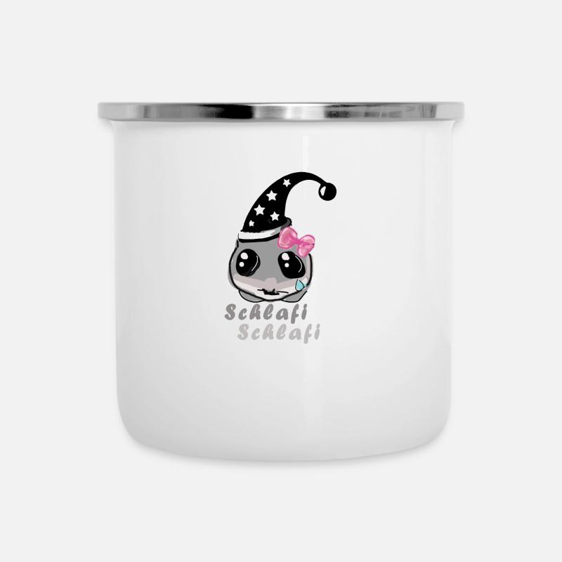 schlafen,hamster,illustration,sad hamster - Emaille-Tasse - Weiß