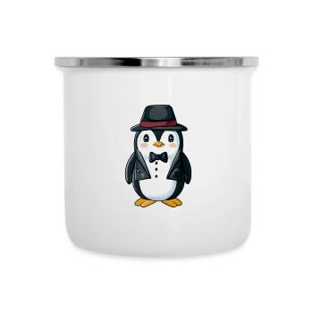 Süßer Pinguin Agent - Emaille-Tasse - Weiß - Vorne