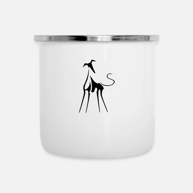 Windhund - Emaille-Tasse - Weiß