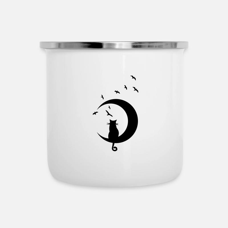 CAT ON MOON - Camper Mug - white