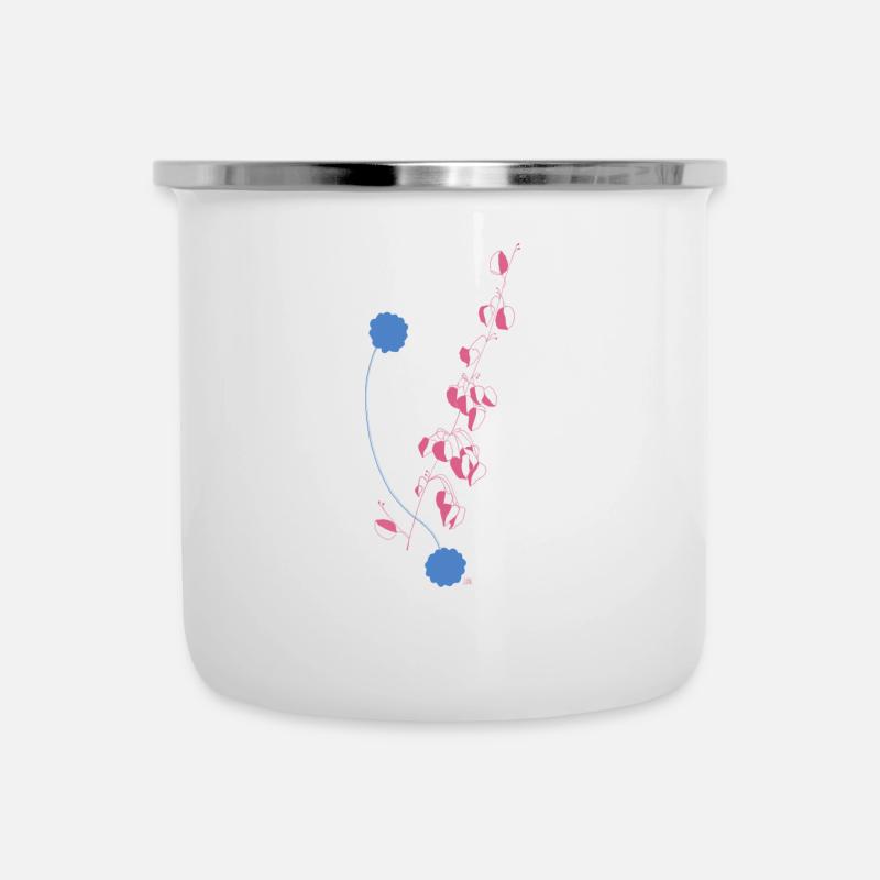 Florale Fantasie - Emaille-Tasse - Weiß