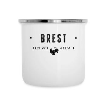 Brest Coordonnées Géographiques Stylisées - Tasse émaillée - blanc - Devant