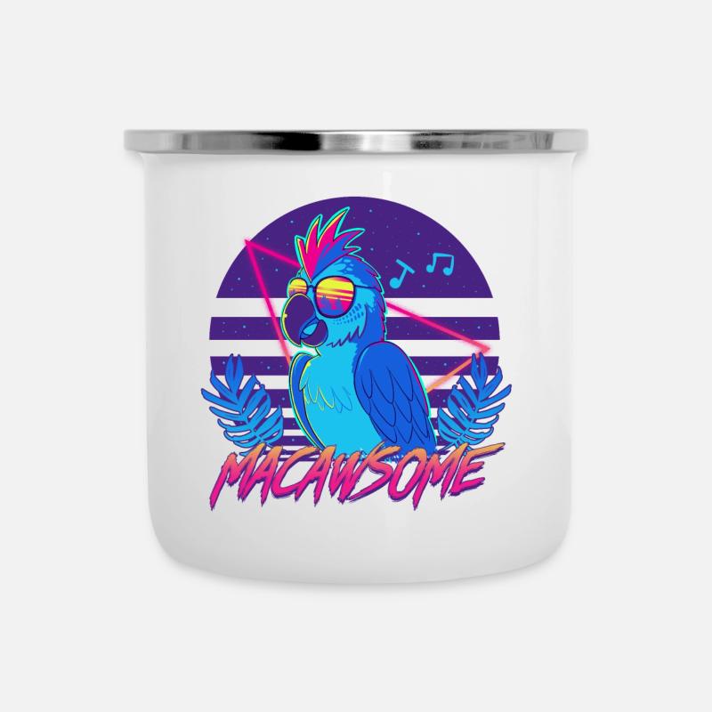 Macawsome - Emaille-Tasse - Weiß