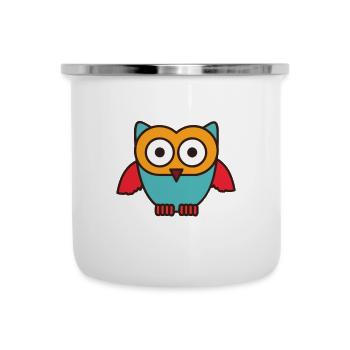 Eulen Design - Niedliche Eule - Emaille-Tasse - Weiß - Vorne