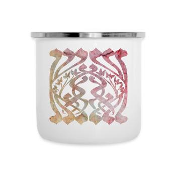 Aquarelliertes Blättermuster mit floralem Design - Emaille-Tasse - Weiß - Vorne
