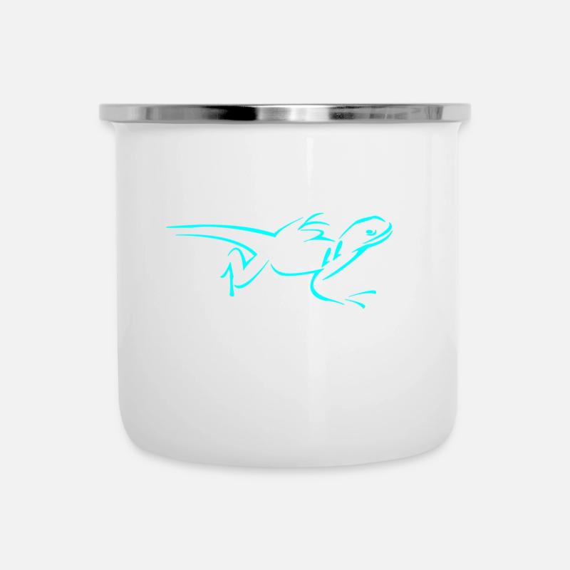 Eidechse - Emaille-Tasse - Weiß
