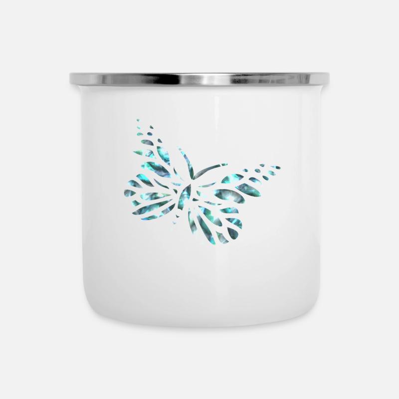 Papillon diamants - Tasse émaillée - blanc
