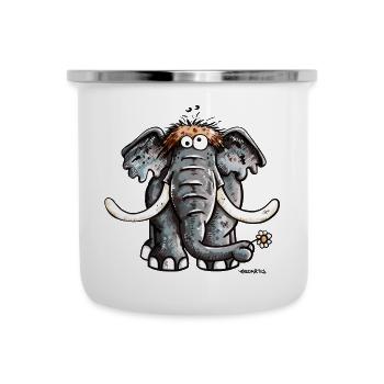 Éléphant avec fleur - Tasse émaillée - blanc - Devant