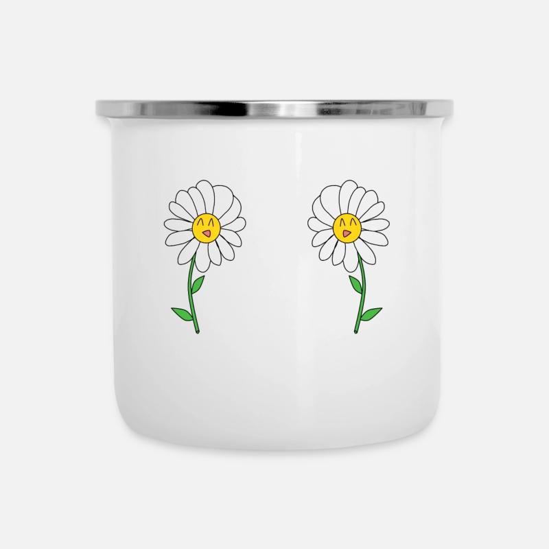 Gänseblümchen - Emaille-Tasse - Weiß