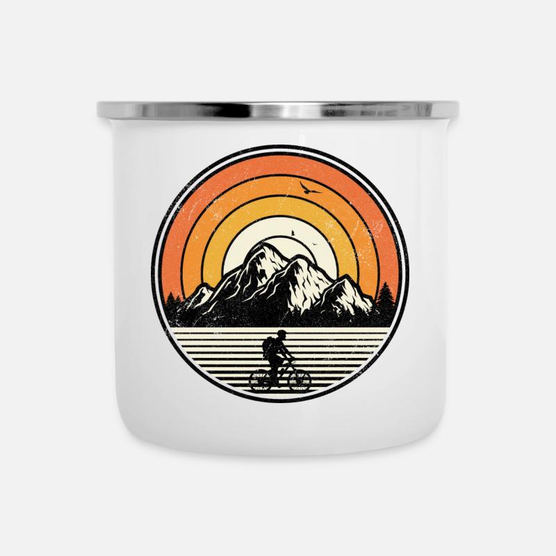 Sunset Mountain Ride - Emaille-Tasse - Weiß